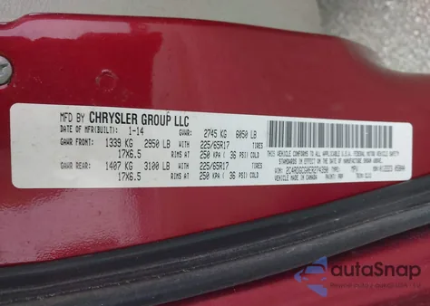 2014 Dodge Grand Caravan Sxt z USA, uszkodzony, nr VIN 2C4RDGCG0ER274390